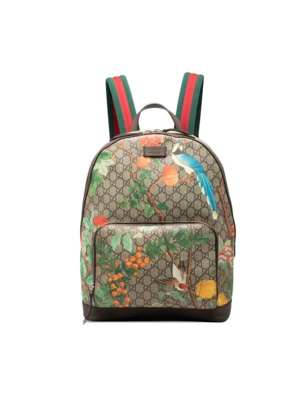 Gucci GG Supreme Tian Sherry Line Backpack Beige Brown Leather